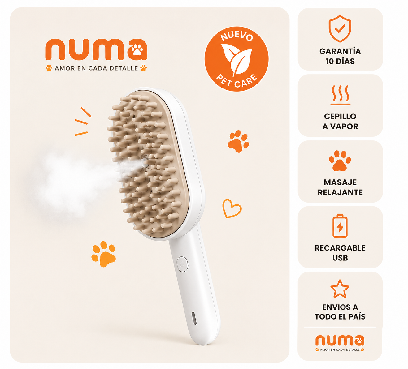 Cepillo a Vapor 3 en 1 para Mascotas NUMA™ | MENOS NUDOS. MENOS PELOS SUELTOS. MÁS MIMOS. 🐾