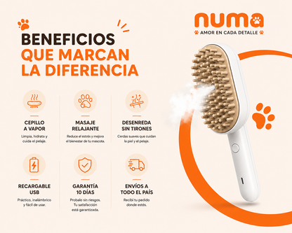 Cepillo a Vapor 3 en 1 para Mascotas NUMA™ | MENOS NUDOS. MENOS PELOS SUELTOS. MÁS MIMOS. 🐾