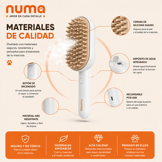 Cepillo a Vapor 3 en 1 para Mascotas NUMA™ | MENOS NUDOS. MENOS PELOS SUELTOS. MÁS MIMOS. 🐾