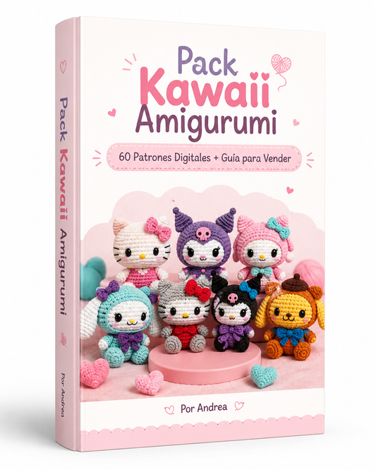 Pack Kawaii Amigurumi: Patrones Digitales para Tejer, Regalar o Vender + Guía para Empezar a Vender