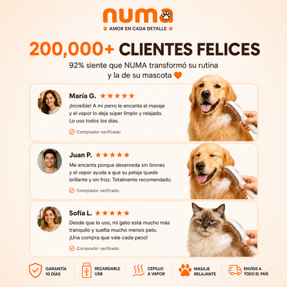 Cepillo a Vapor 3 en 1 para Mascotas NUMA™ | MENOS NUDOS. MENOS PELOS SUELTOS. MÁS MIMOS. 🐾